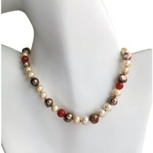 Freshwater Pearl Carnelian Necklace